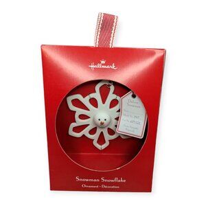 2007 Hallmark Snowman Snowflake Ornament Ceramic-NIB